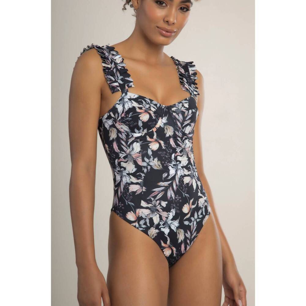NEW TURCUA women's serena pleated ruffle one piece in floral